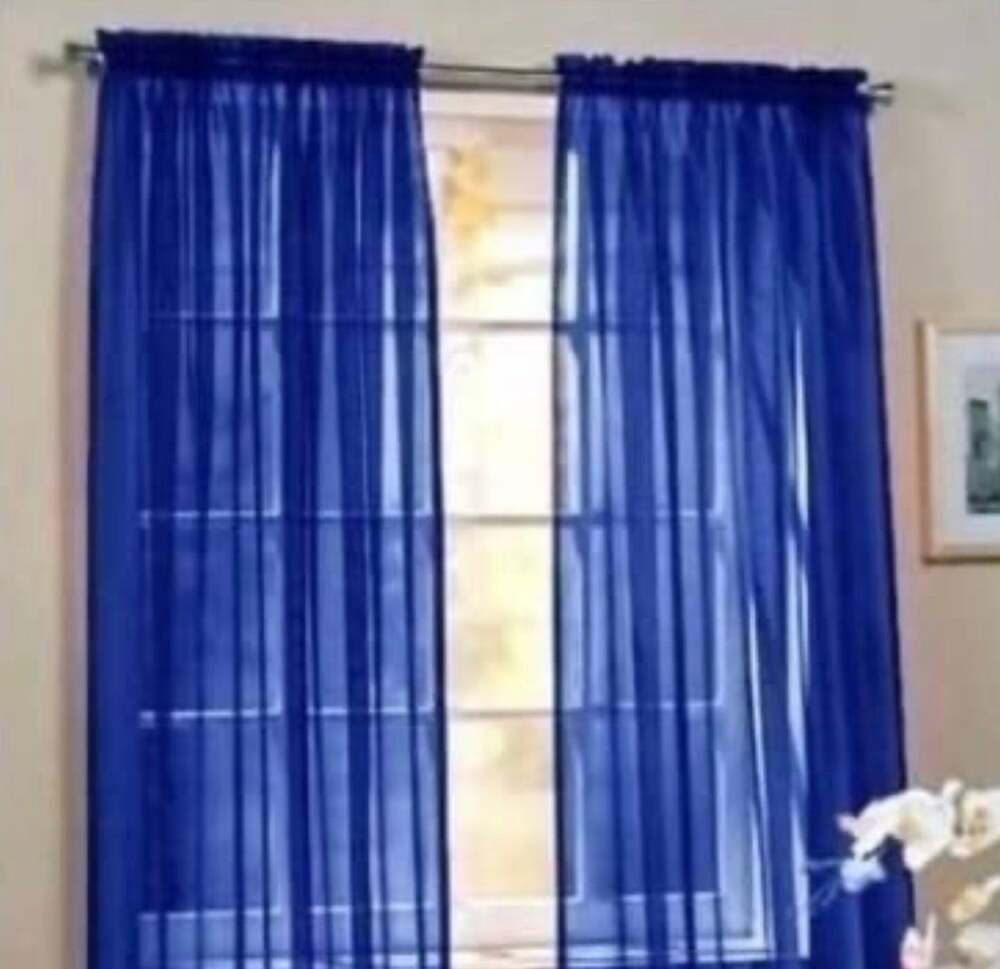 2 Pieces Blue Sheer Window Panels